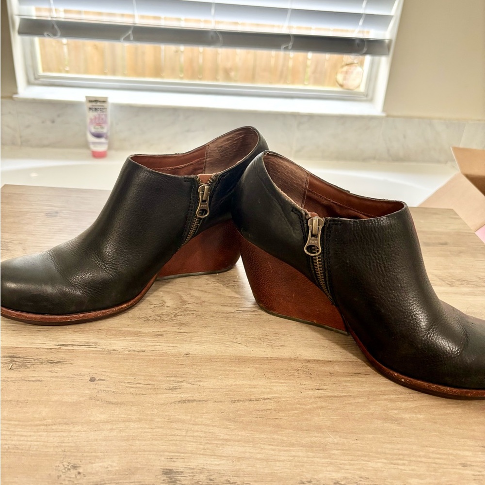 Kork-Ease Natalya Black Leather Wedge Ankle Boots - Picture 8 of 16
